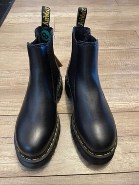 Dr. Martens Black Chelsea Boots with Yellow Stitching size 8; also size7